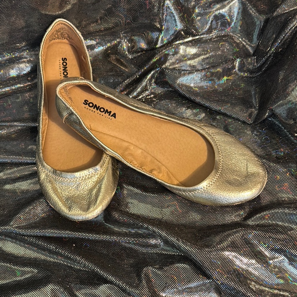 Sonoma Gold metallic and leather Flats for Effortless Elegance….